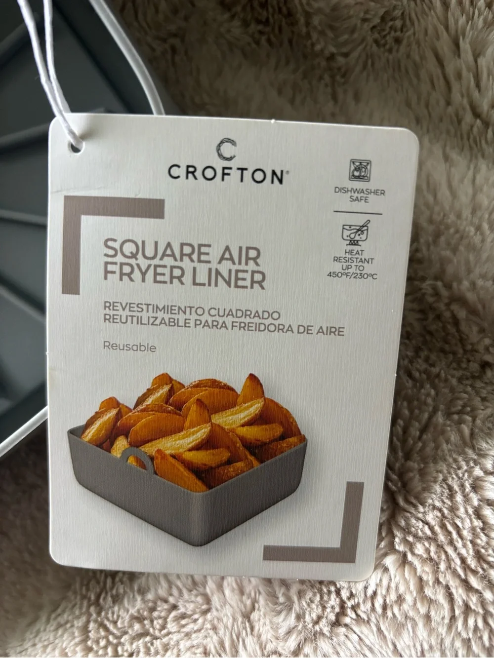 Croton Gray Square Silicone Air Fryer Liner